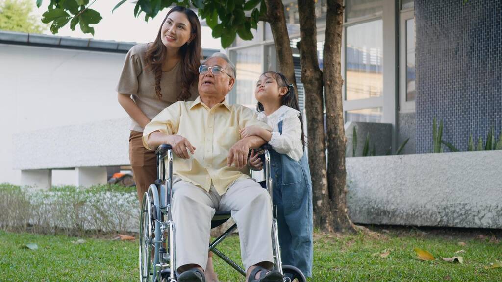 _Stressed caregiver balancing responsibilities between an elderly parent and a young child, highlighting the emotional toll of sandwich generation caregiving._