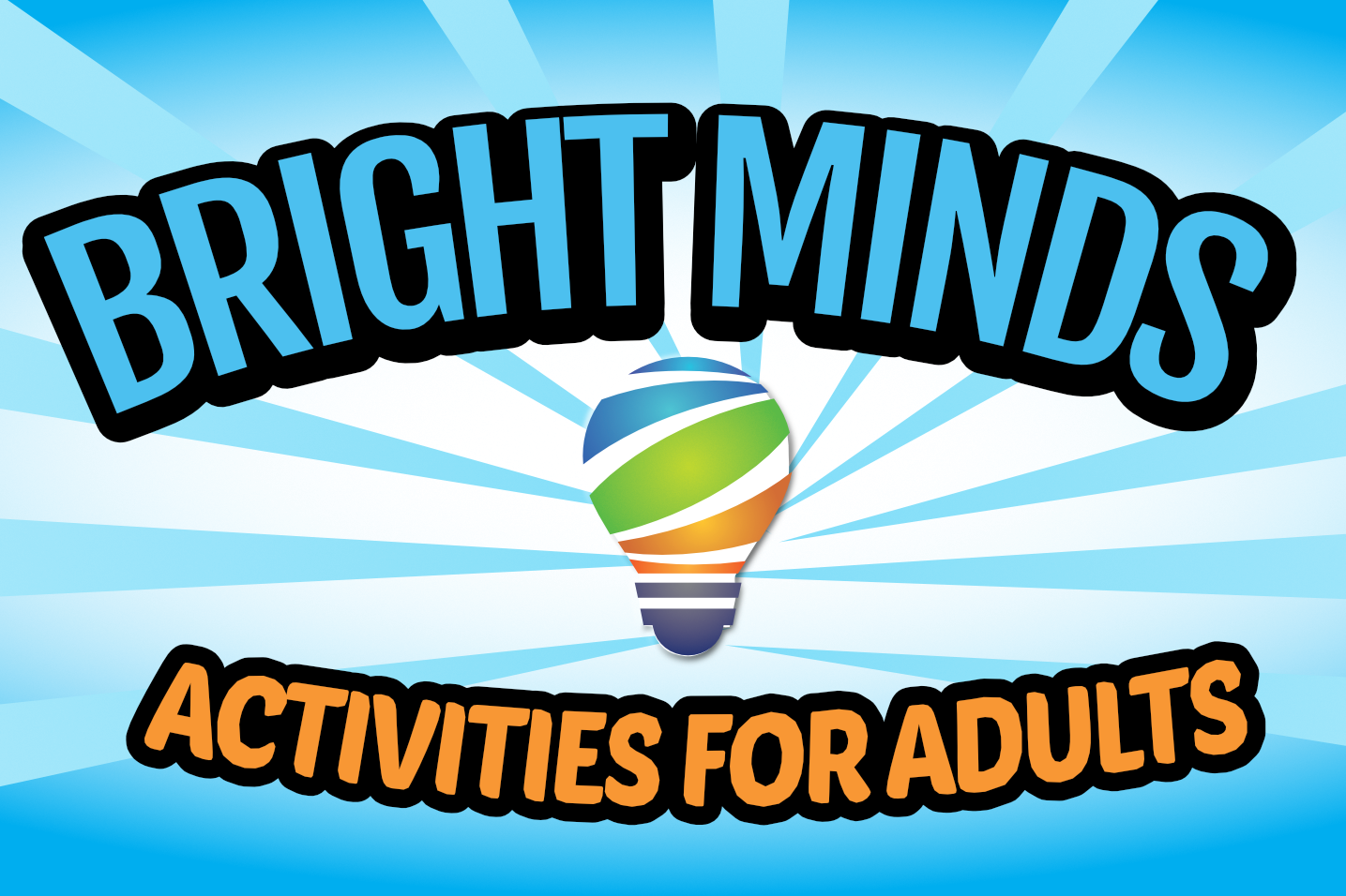 Bright Minds Activities for Adults Logo with colorful lightbulb
