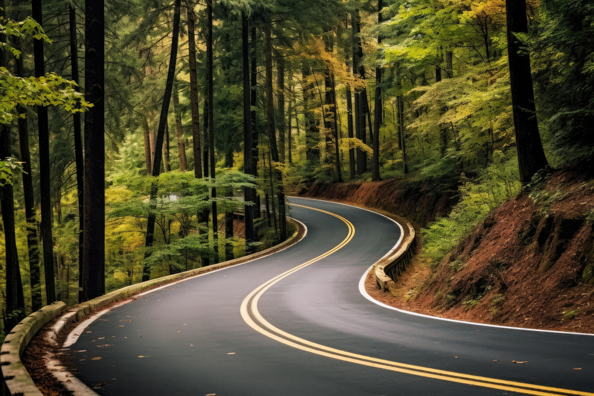 Road through a forest.