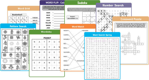 Example inside puzzle pages of the blue collection.