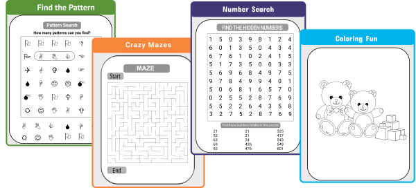 Inside puzzle pages of the orange collection