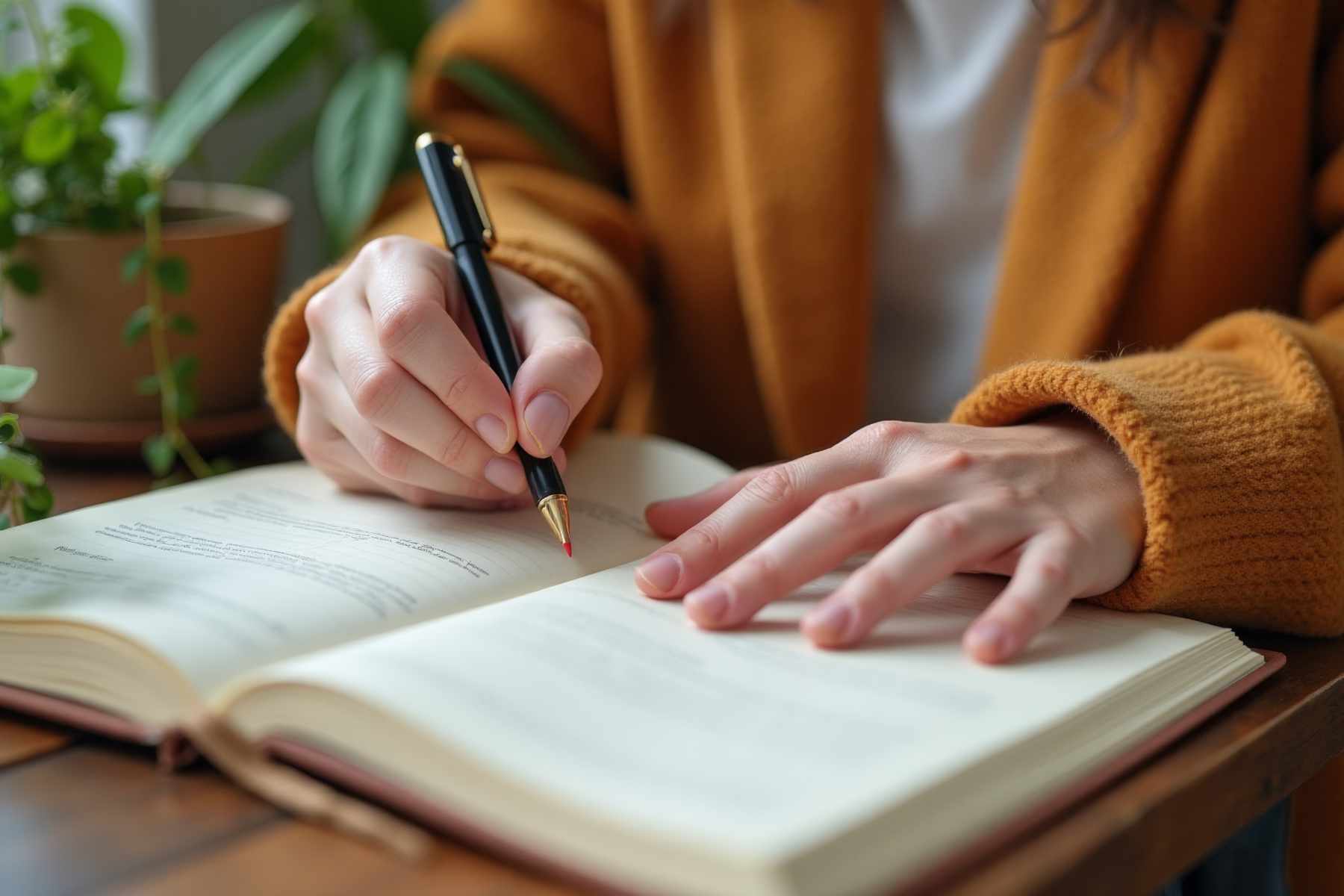 person writing in book showing how to gratitude journaling for caregivers